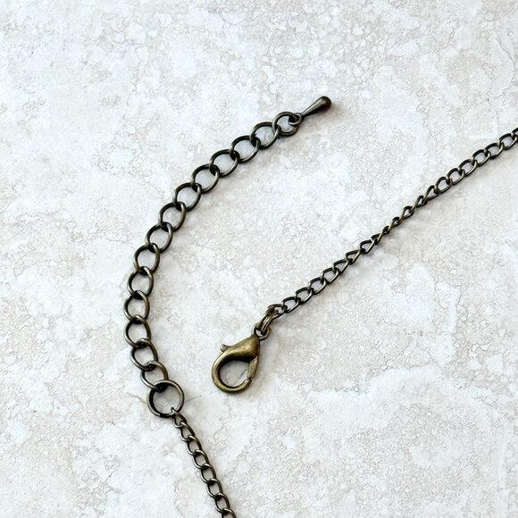 2/$20, Convoluted Jasper Short Necklace, Genuine Gemstone Pendant & Bronze Chain - Picture 10 of 10